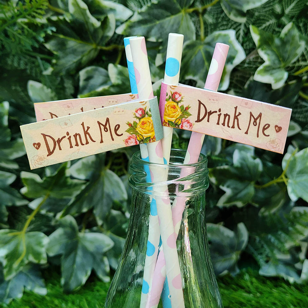 Mad Hatters Tea Party Drink Me Straw Flags Mad Hatters Tea Party Drink Me Straw Flags